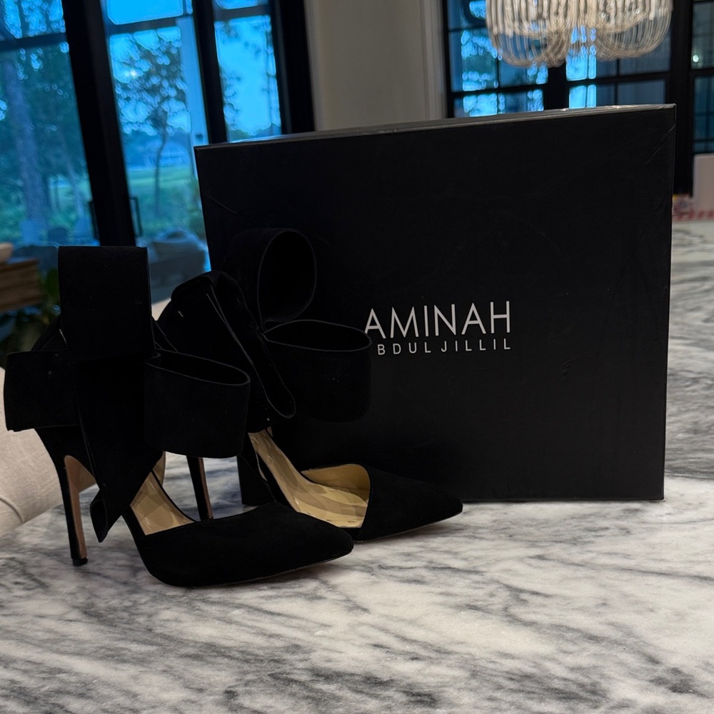 Black Suede Bow Pumps